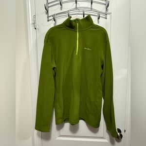 Eddie Bauer Polartec Men’s‎ TL Lightweight Green Fleece 1/4 Zip pullover jacket